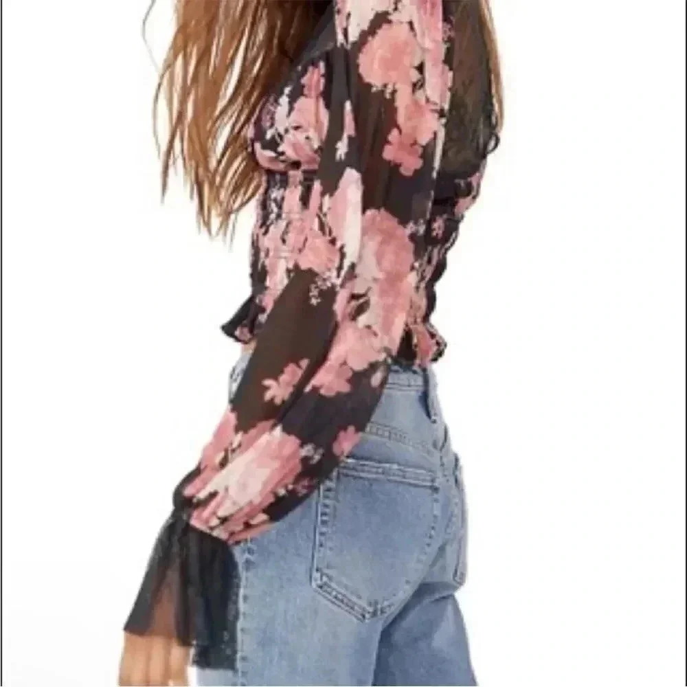 *Final Price* Free People Midnight Combo Daphne Blouse XS Boho NWT